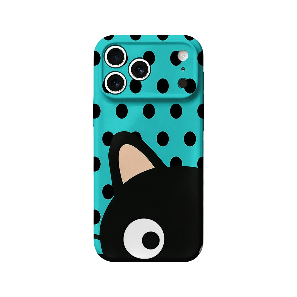 Phone Cases Xr Iphone - Turquoise Polka Dot Kat Telefoonhoesje Voor