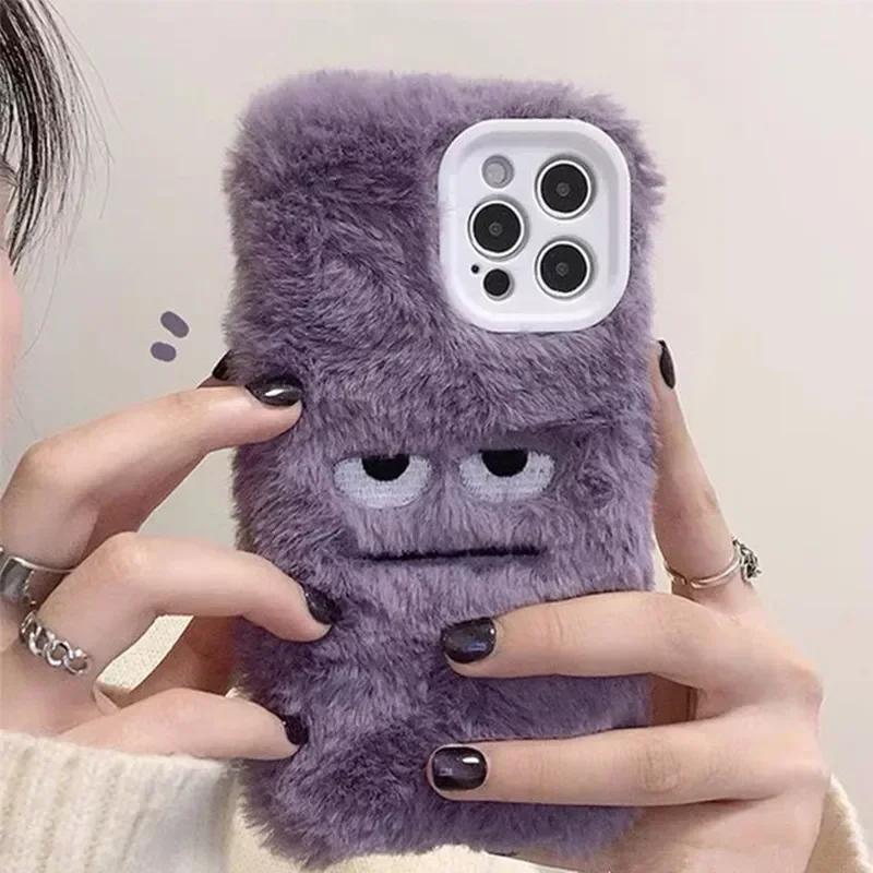 Phone Cases For Iphone 16 - Schattige monster pluche fluffy telefoonhoesje voor